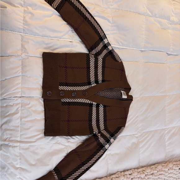 Burberry Tan Checkered Cardigan Women's - Picture 3 of 11